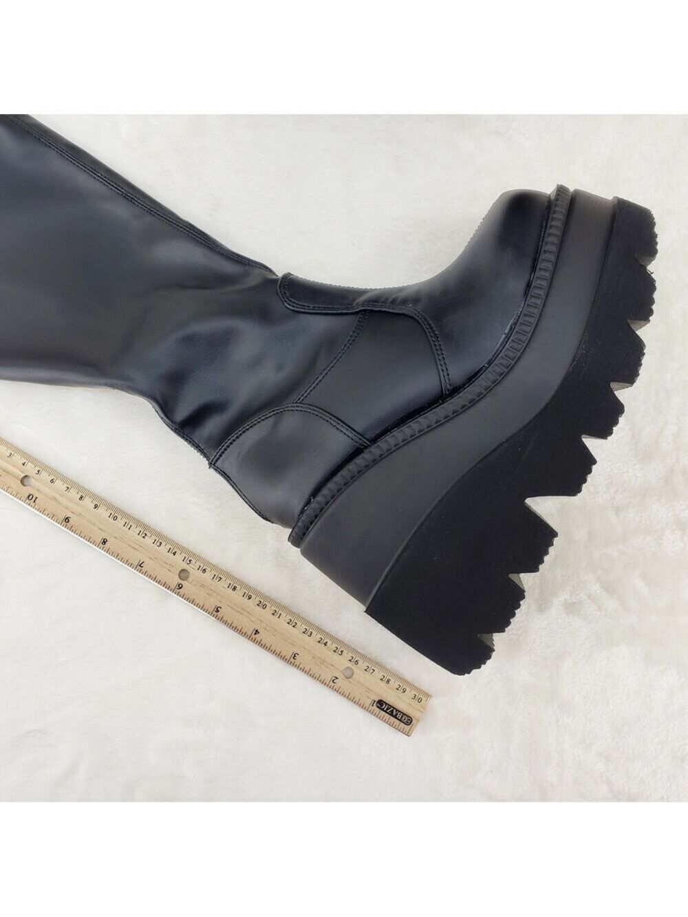 NIB Shaker 65WC Wide Calf Stretch Matte Platform 4.5" Wedge Heel Knee Boots NY - Picture 8 of 9